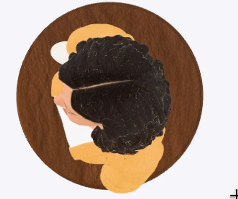 An earlier preview with unwanted orange marks in dark hair